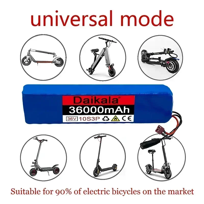 Rechargeable Lithium Battery 10S3P 36V 36Ah 18650 600W, Used for Bicycles, Scooters, and Electric Vehicles with BMS