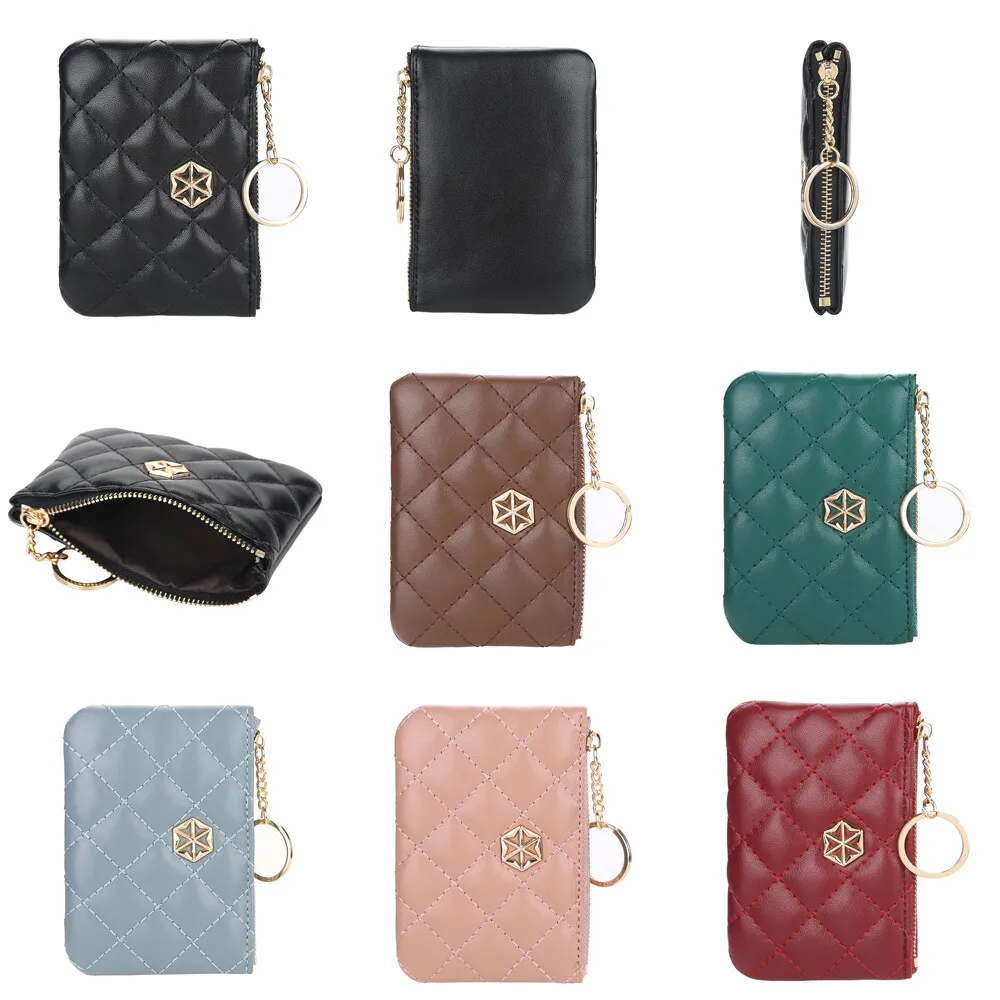 

Women's Small Coin Purse PU Leather Wallet Fashion Mini Card Cash Holder Storage Bag with Keychain Ladies Zipper Wallet Gifts