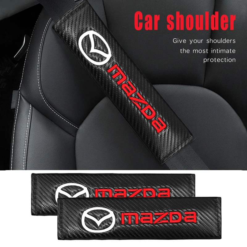 Car Seat Safety Belt Soft Covers Shoulder Pad Badge Interior Accessories For Mazda 3 6 8 Axela CX-5 CX-9 Atenza Demio MX-5 RX-10