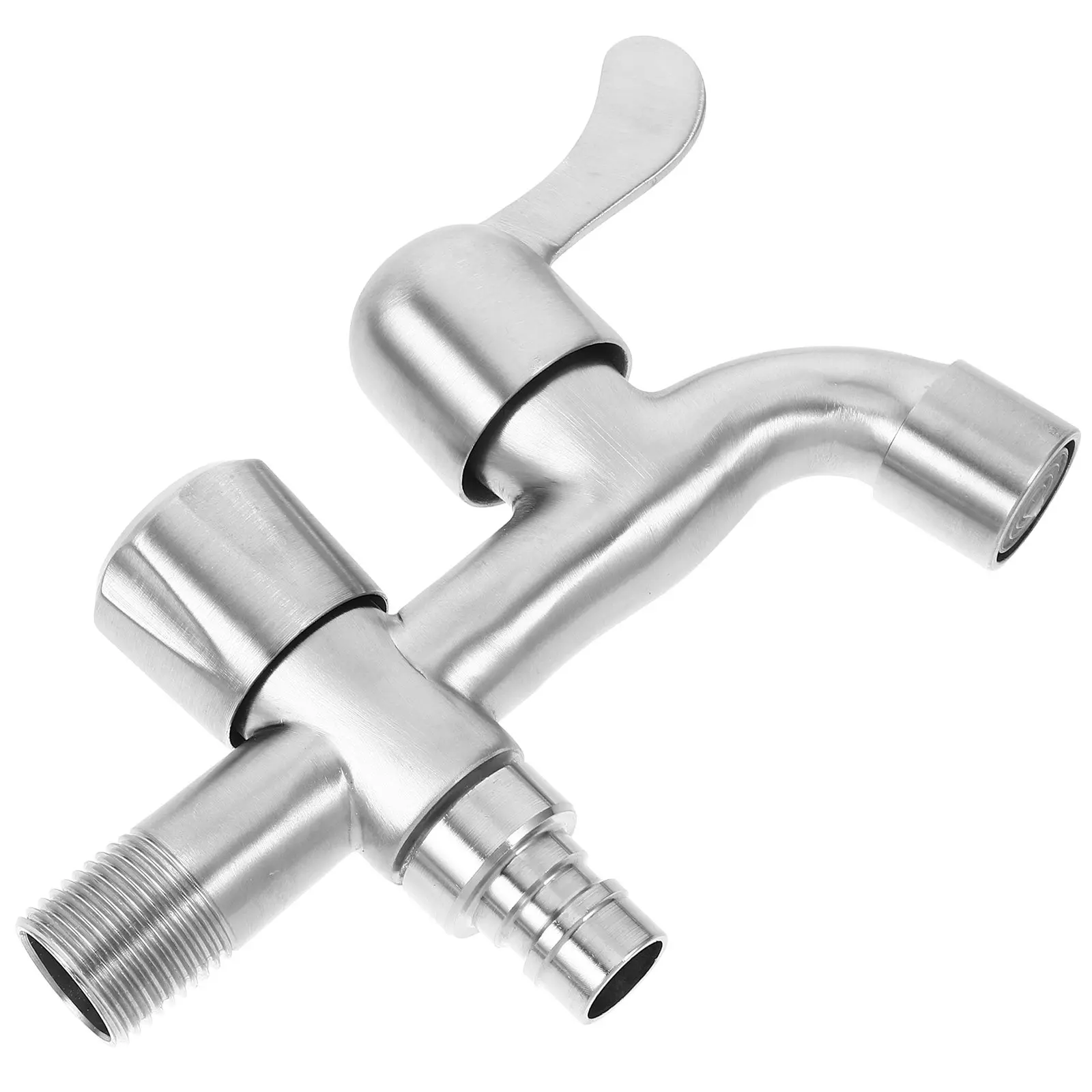Stainless Steel Faucet 304 Freeze Proof Outdoor Cold Water Extendable Dual Outlet Garden Hose Sprayer Kitchen Attachment