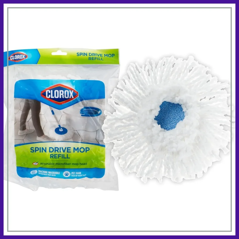 

Spin Dry Mop Refill Head - Machine Washable, 180° Pivoting, Wring-Free, for Sealed Floors