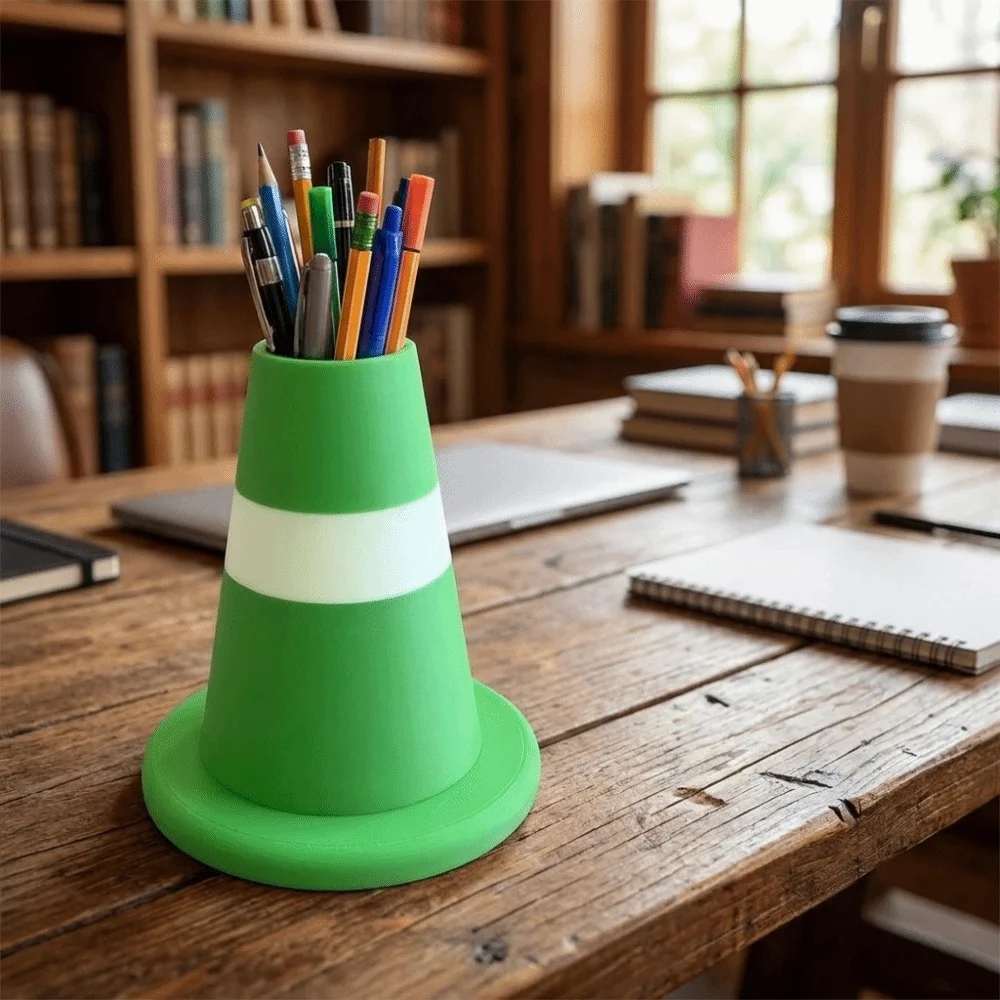 3D Printed Traffic Barrier Pen Holder Plastic Colorful Stationery Storage Box Decorative Makeup Brush Storage Box Office