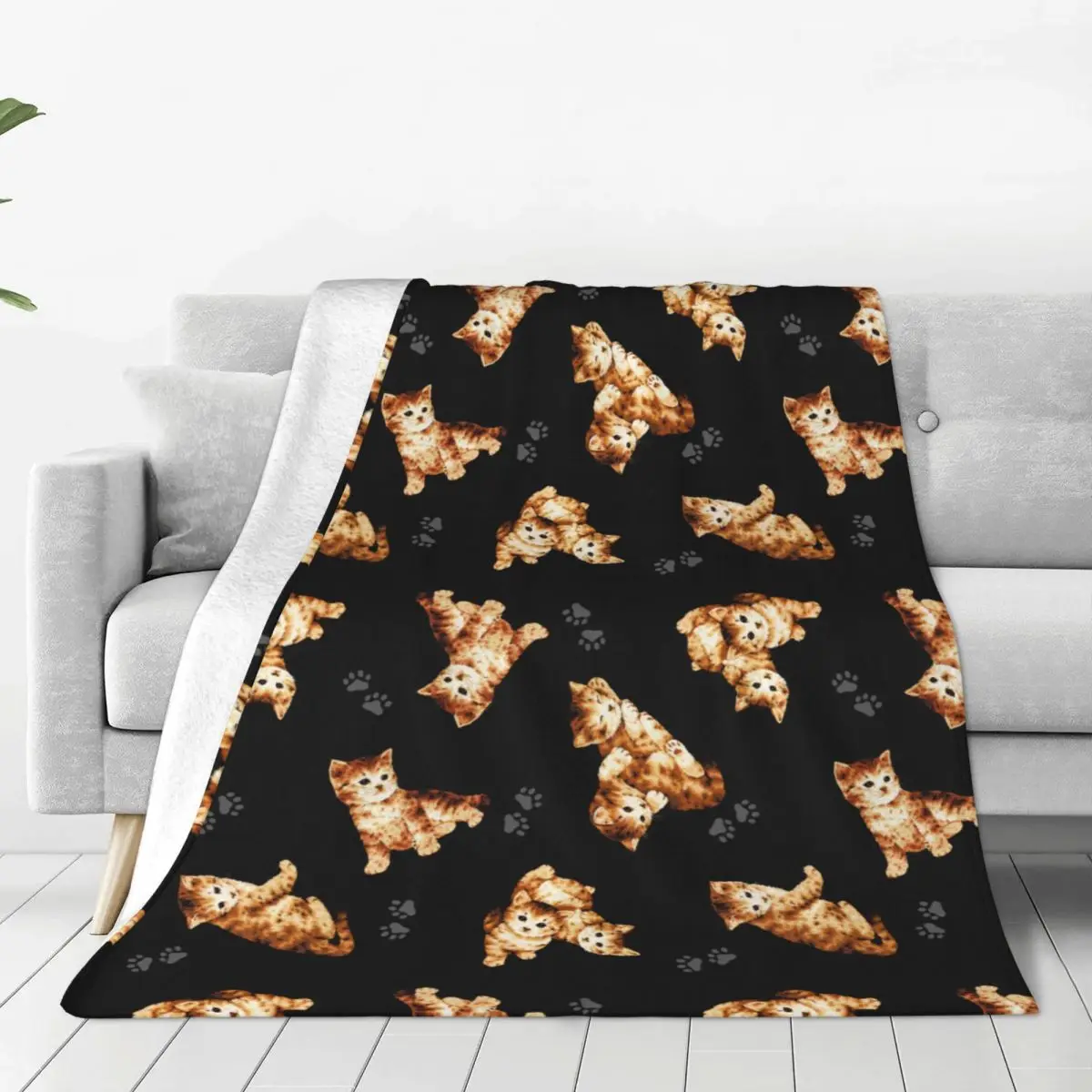 

Cute Furry Kitten Cat Lover Blankets Fleece Summer Multi-function Soft Throw Blankets for Bedding Office Plush Thin Quilt