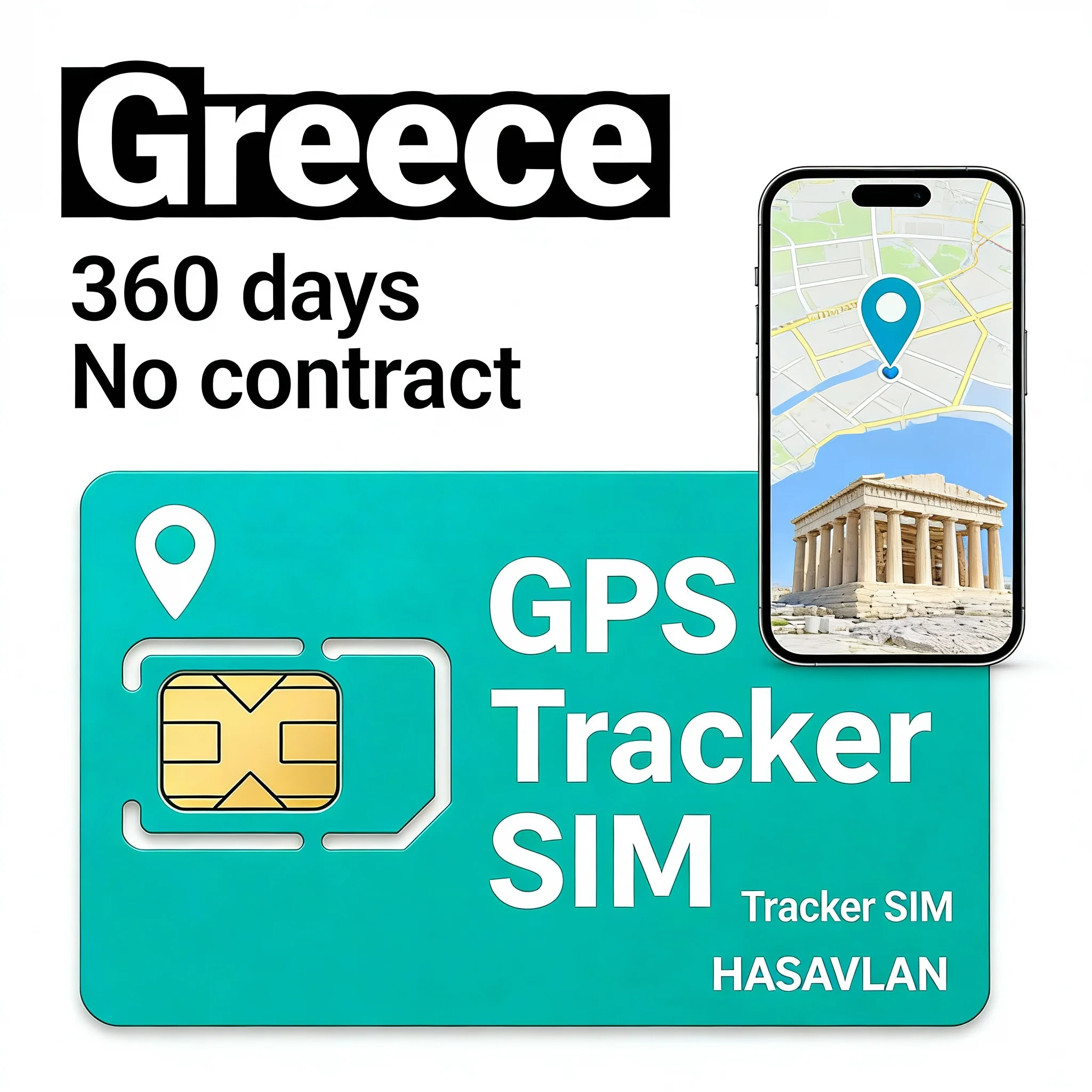SIM Card Tracker Greece – Tri-cut 4G Cat4 GSM GPRS LTE M2M No Contract 360MB/360 Days for ST-906 TK303F Model Etc.