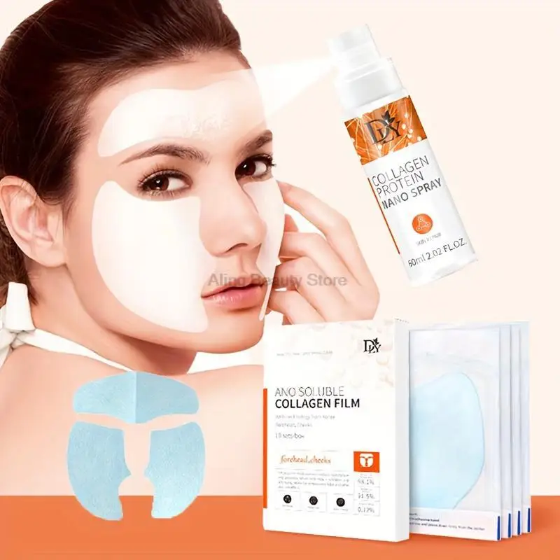 Soluble Collagen Face Serum Spray Mask Set Anti Aging Reduce Fine Lines Face Essence Face Filler Moisturizing Skin Care Set