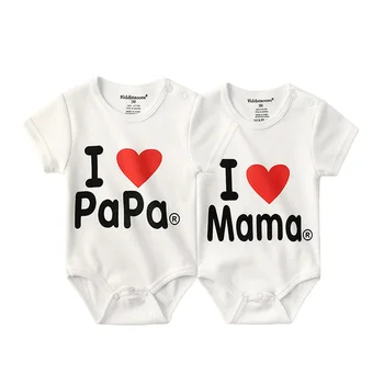 Kiddien'aime-Costumes de batterie pour nouveau-né, Onesies jumelles pour bébé, 100% coton, quatre saisons, j'aime papa maman, garçon, fille, doux, 2 pièces par lot 6