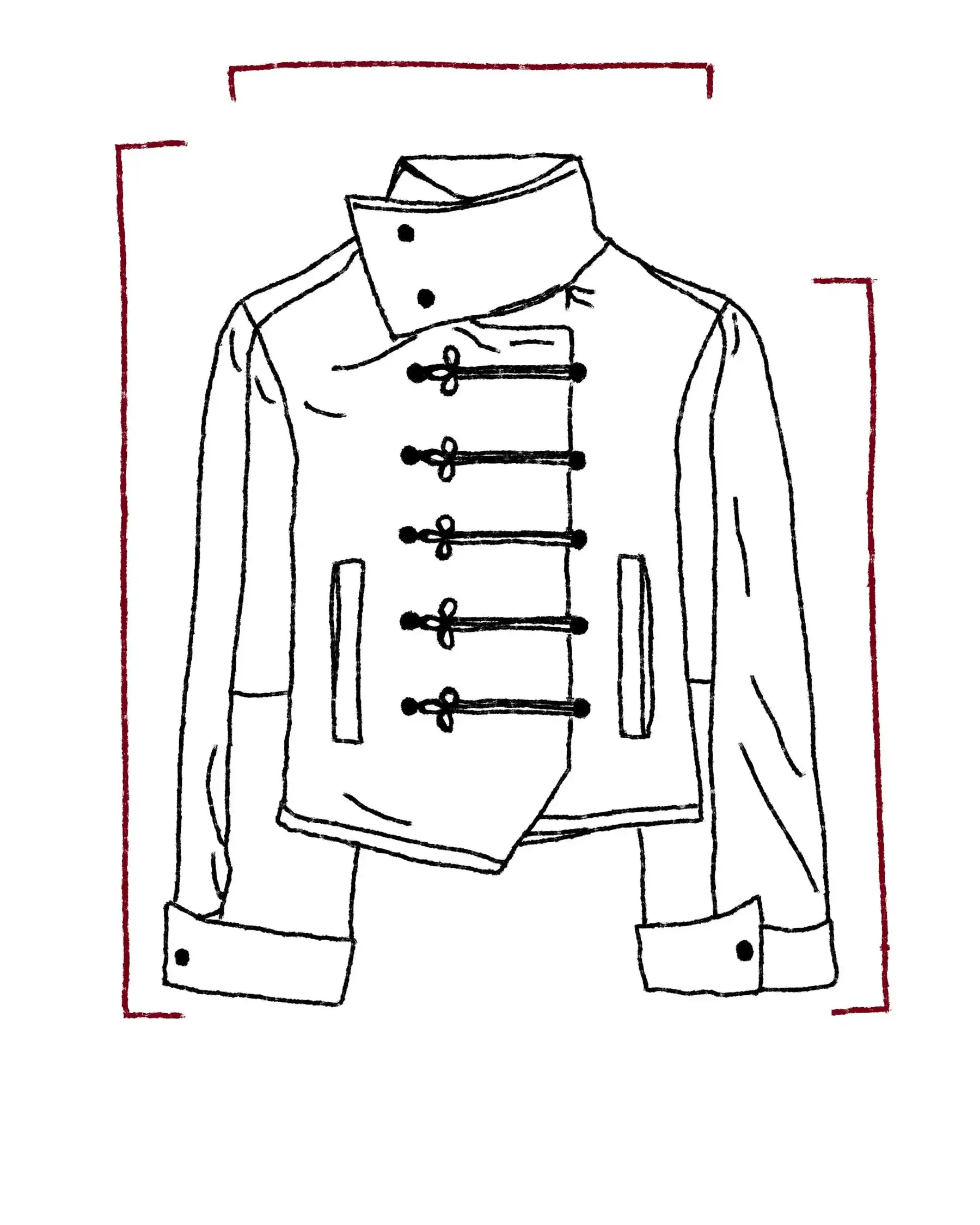Y2k Retro Napoleon Jacket Men Women Gothic Rope Embroidery Jacket High Street Subculture Streetwear Unisex Canvas Cotton Coat