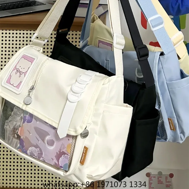 Y2K Japanese Harajuku School Bags for Teenage Girls New Transparent Itabag Crossbody Bag DIY Badges Display Plate Ita Bag