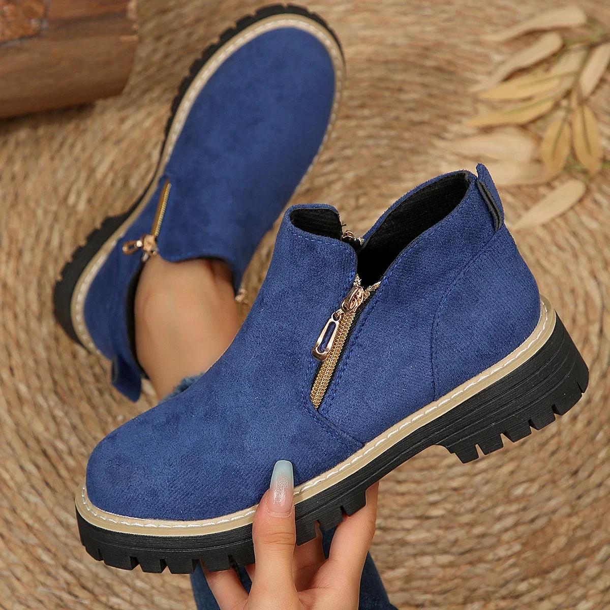 2025 Women Ankle Boots Comfortable Platform Short Boots Retro Autumn New Outdoor High Heels Women Shoes Women Zapatos De Mujer