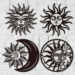 HelloYoung Metal Sun And Moon Wall Decor,Metal Wall Art For Living Room Sculpture Moon And Stars Home Wall Hanging, Home Decor