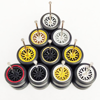 5 Sets 1/64 Wheels with Fixed Rubber Tires BBS Rim Tyres Wheel for 1:64 Toy Model Diecast Cars Refiting Parts for HW