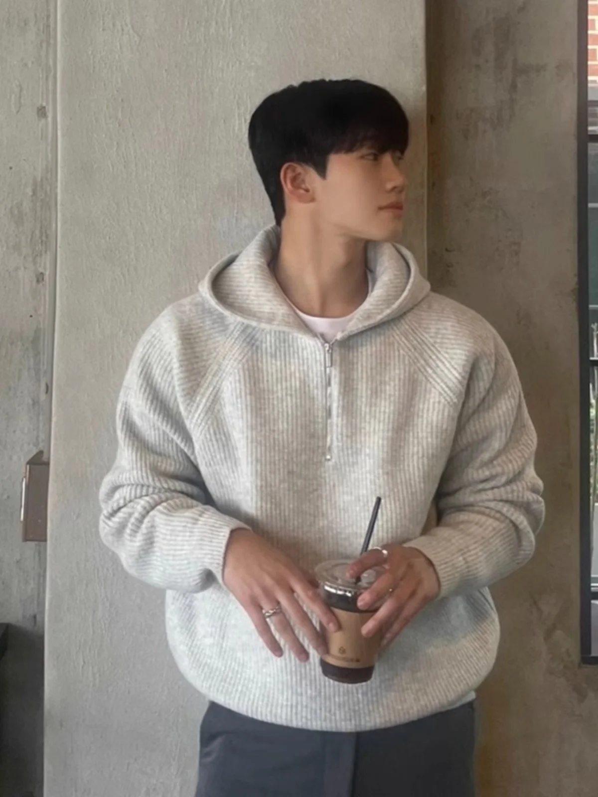 

Casual Men's Knitted Sweater Hooded All-Match Outerwear Autumn Winter Faion Brand Lazy Sle Long Sve Youth Ci Life