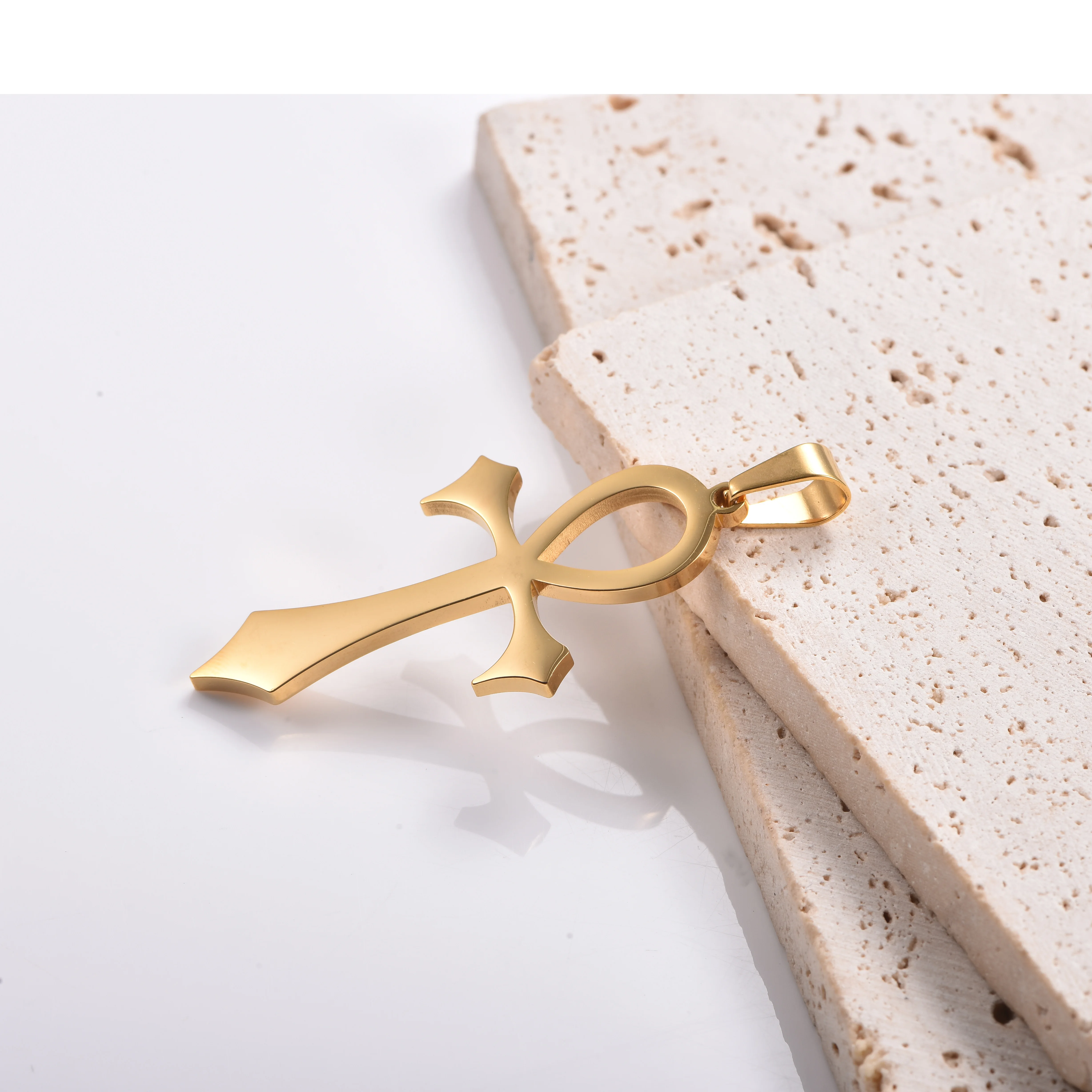 Ankh-Kreuz-Anhänger Wasserdichter Edelstahl-Symbol-Schmuck Hip-Hop-Punk-Stil – Detail 1