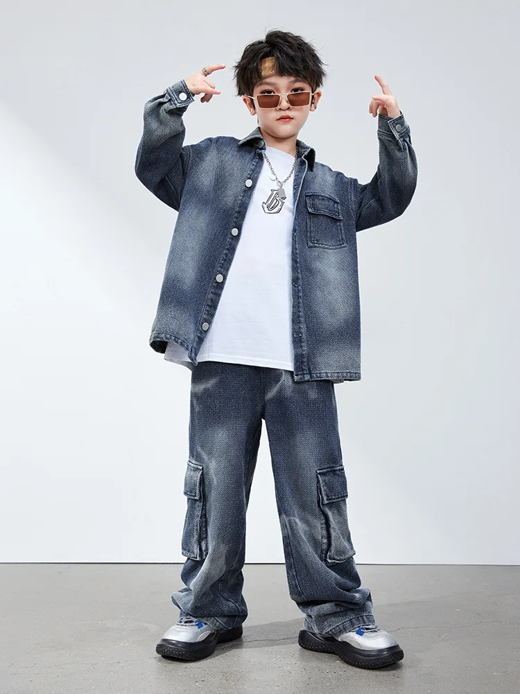 Kidsren's Street Dance Performance Clothing, Boys' Hip-Hop Suits, Trendy Kidsren's Hiphop Motorcycle Clothing, Girls' Drum Set C