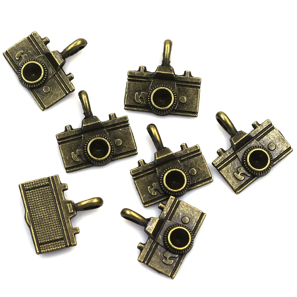 Bronze Tone Camera Cute Pendants Charms Jewelry DIY Component 22x21mm