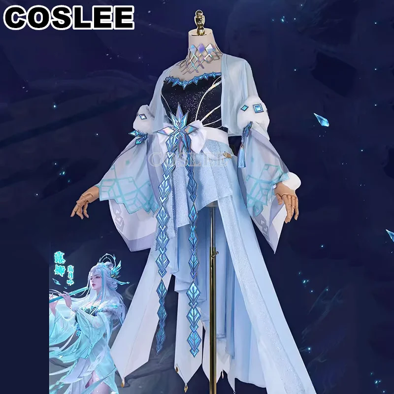 COSLEE Game Honor of Kings Luna Cosplay Costume New Skin Frost And Moon Chant Gorgeous Dress Women Battle Suit Halloween Party O