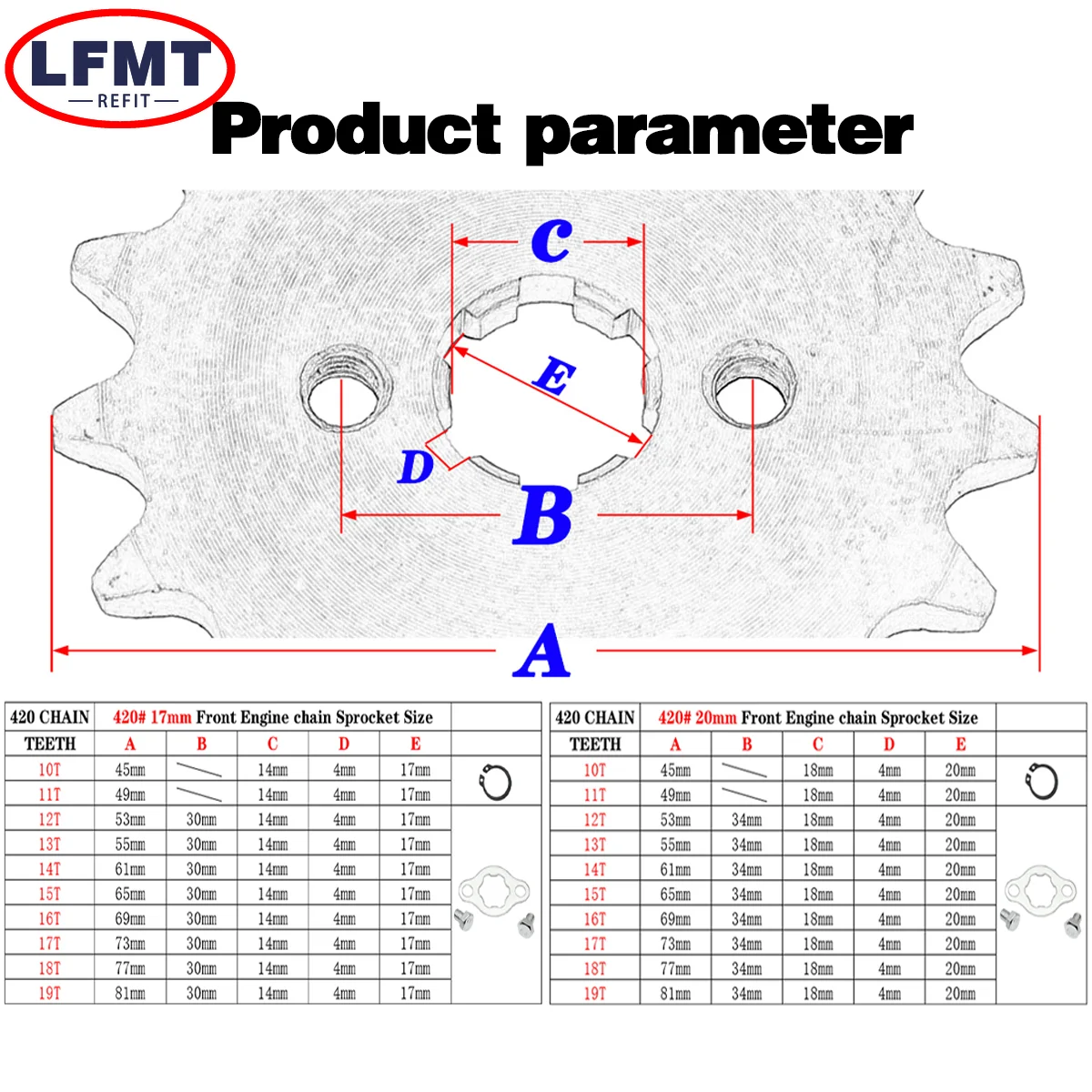 Front sprocket 420# 17mm 20mm 10T-19T Teeth Motorcycle ATV Four Wheel Car Dirt Bike For Yamaha Honda Kawasaki Suzuki KTM Kayo