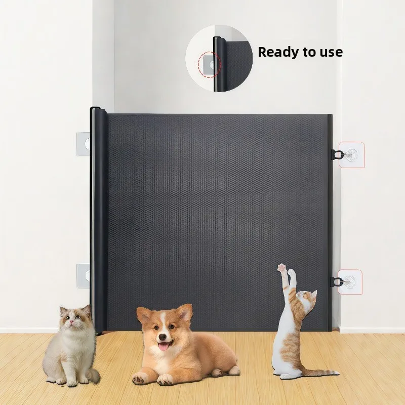 Pet anti-running door fence is automatically retractable Pet fence anti-jumping partition fence door and exit door cat baffle