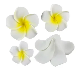 50PCS 4cm Plumeria Hawaiian Foam Frangipani Artificial Flowers Headdress Flower Home Garden Egg Flowers Wedding Decoration Party