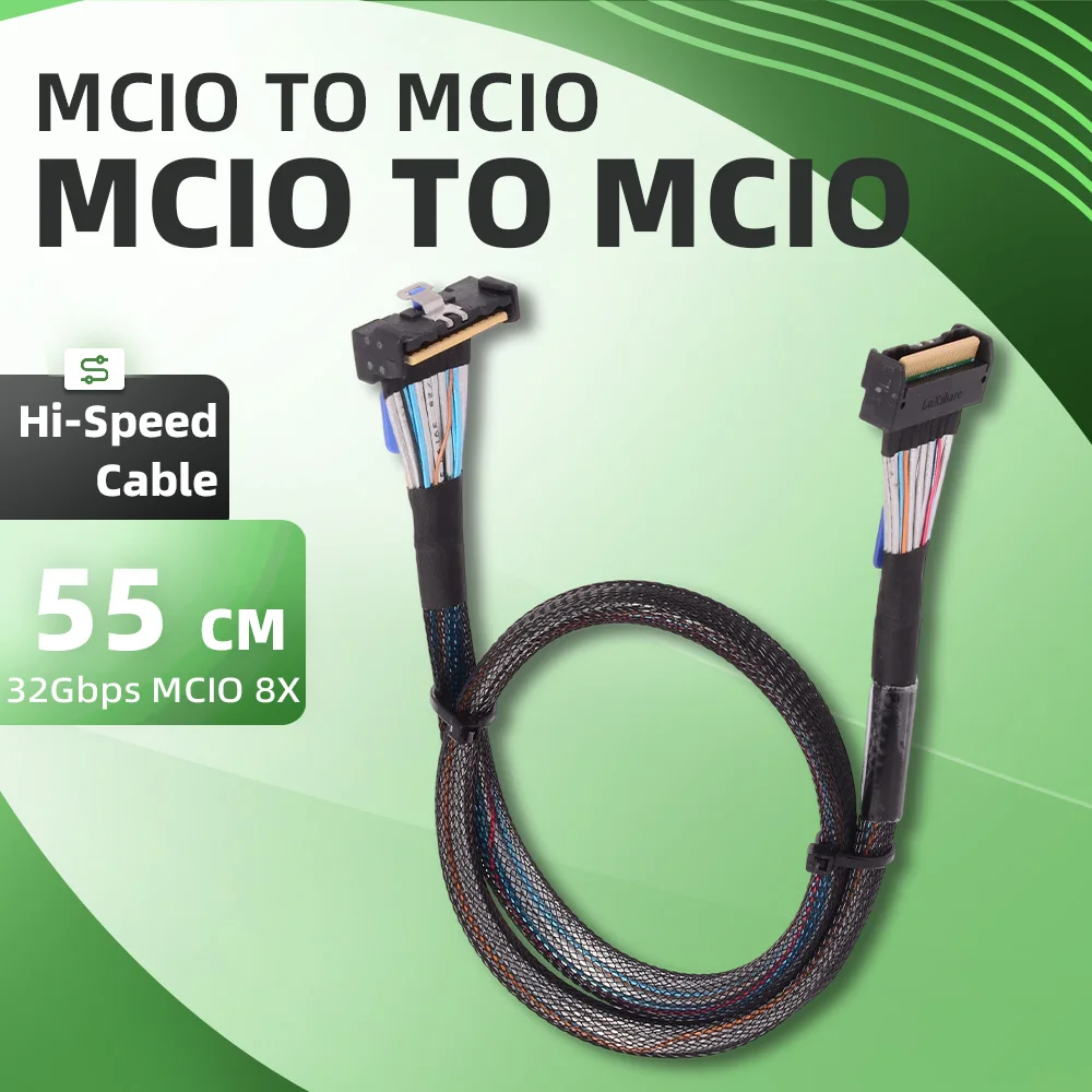 

SAS 74P PCIe 5.0 32Gbps MCIO 8i High-Speed Crossover Cable MCIO 8X Male-to-Male Straight to Curved Mico to Mico Adapter