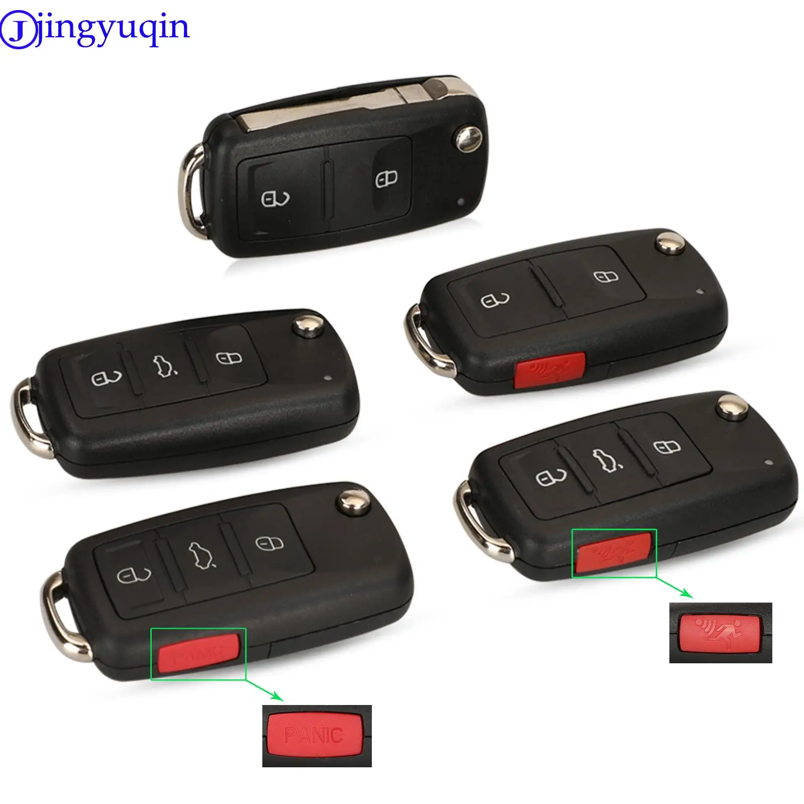 jingyuqin 2/3/4/5 Buttons Car Key Case Shell For VW/VOLKSWAGEN Caddy Eos Golf Jetta Beetle Polo Up Tiguan Touran Folding Fild