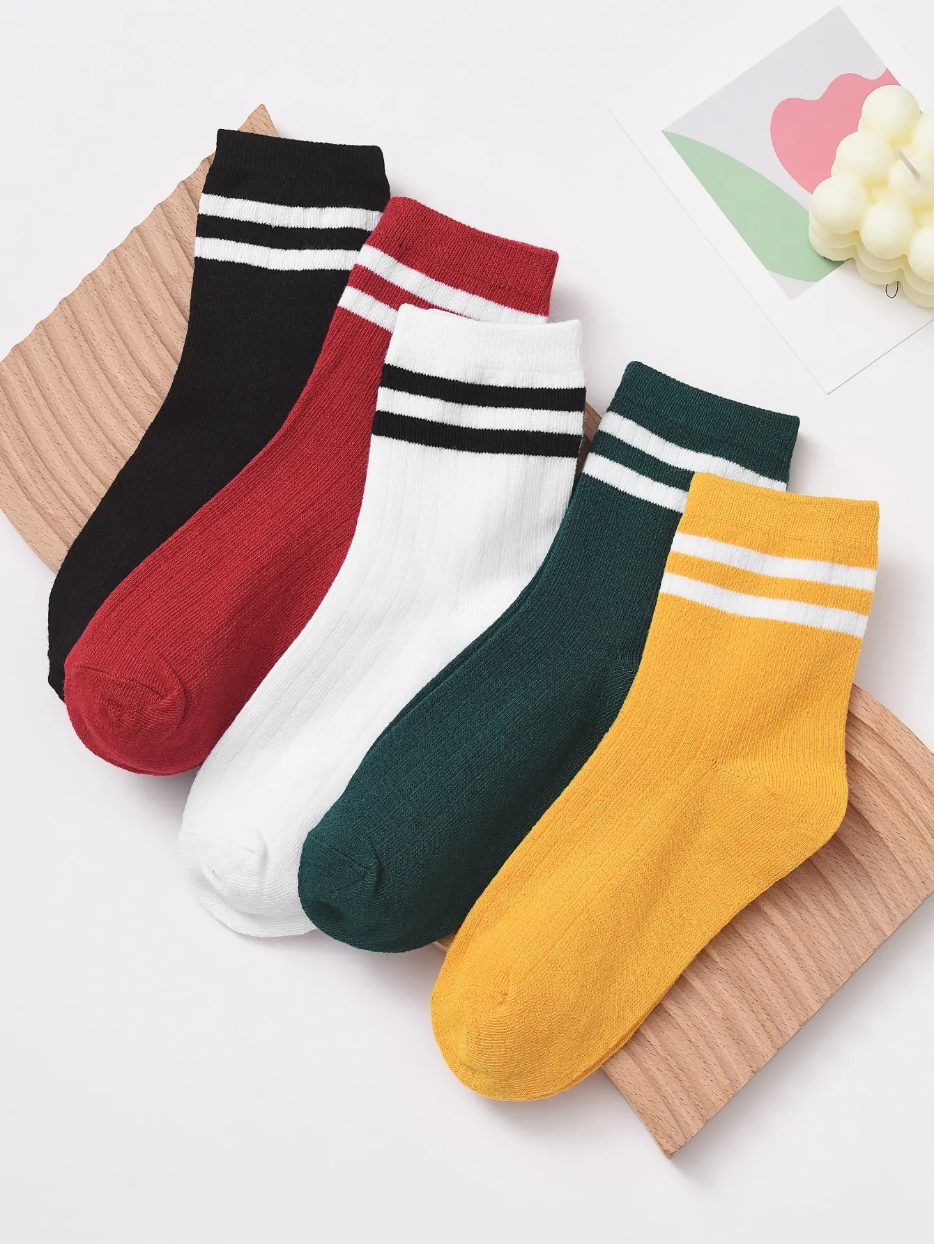 5 Pairs Women Socks Set Multicolour Stripped Pattern Fashion Breathable For Female Casual Style Comfortable Socks