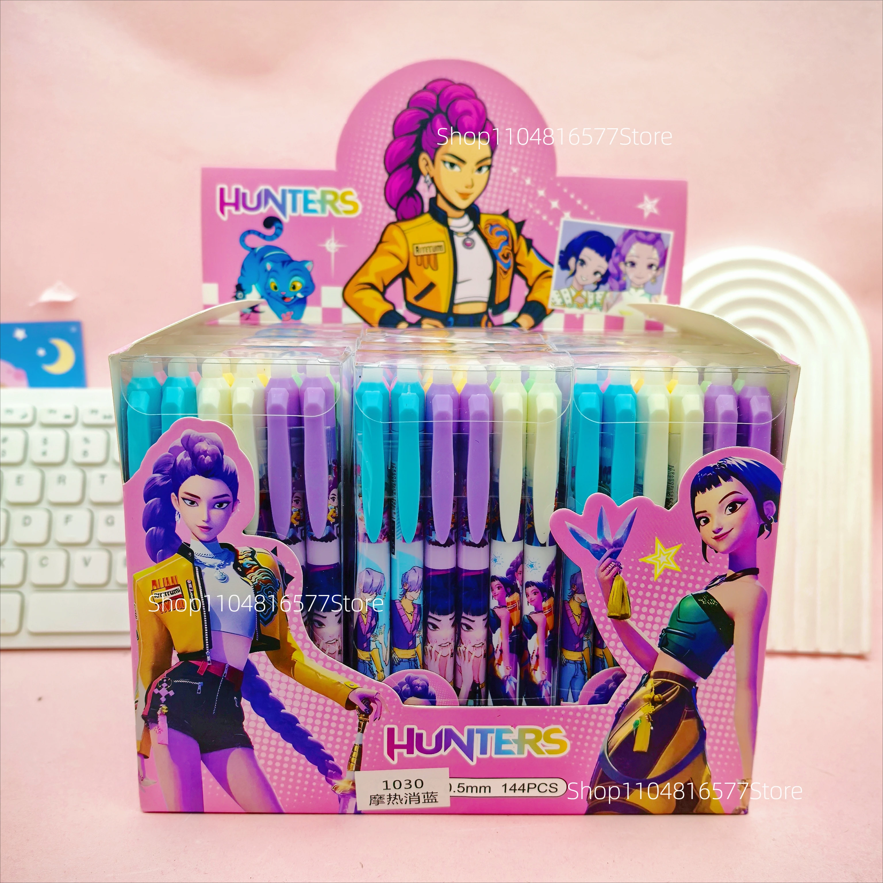 

Kpop Demon Hunters Heat Erasable Pens Kawaii Rumi Mira Zoey Pen Marking Pens Student School Stationary Black 0.5mm Children Gift