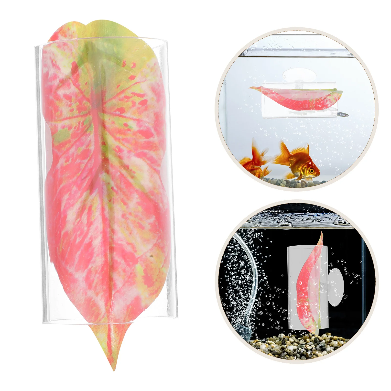 

Aquarium Tunnel Decor Betta Hideout Acrylic Fish Tank Bed Leaf Spawning Bed Safe Secure Easy Installation Realistic Plant Leaves