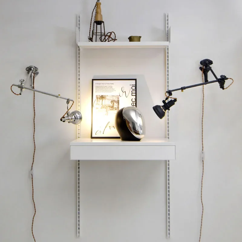 

Industrial wind telescopic rocker arm folding bedside, wall lamp reading lamp, bedroom retro, work lamp