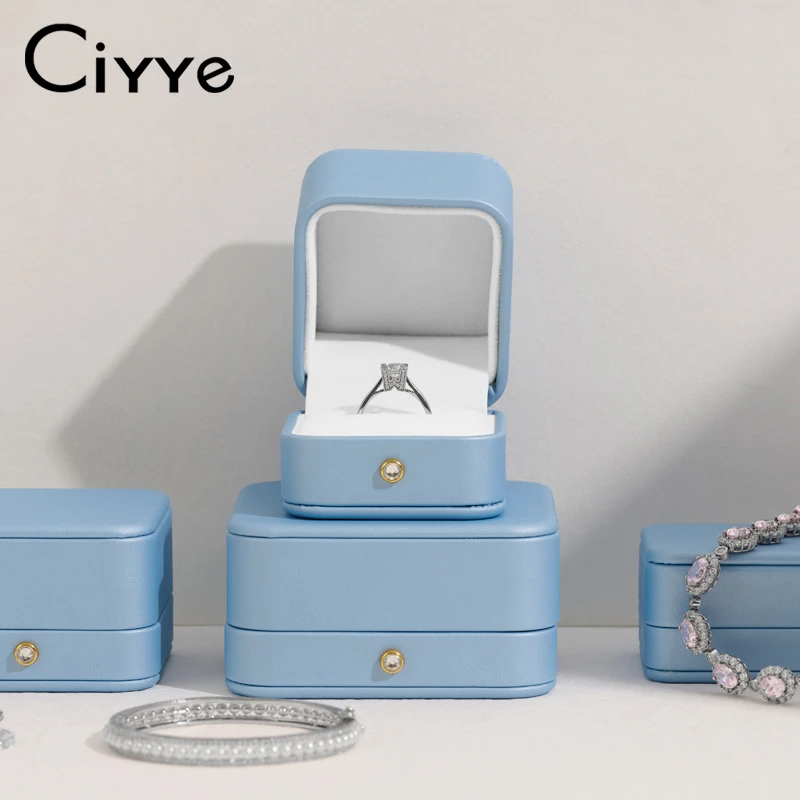 

Шкатулка для украшений Ciyye Blue из искусственной кожи, органайзер для колец, ожерелий, браслетов, подарочная упаковка для женщин, дорожная, настраиваемая