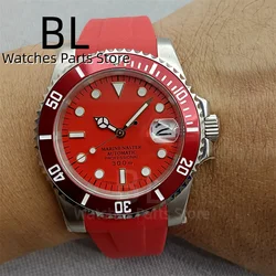 BLIGER 40mm NH35A Automatic Dive Watch Red Bezel Red Dial Green Luminous 120-Click Bezel Sapphire Crystal Waterproof Glide Lock