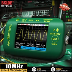 BSIDE OT2 Mini osciloscopio portátil Digital 10MHz 48MSa/s generador de señal frecuencia de muestreo herramienta de reparación electrónica probador gráfico