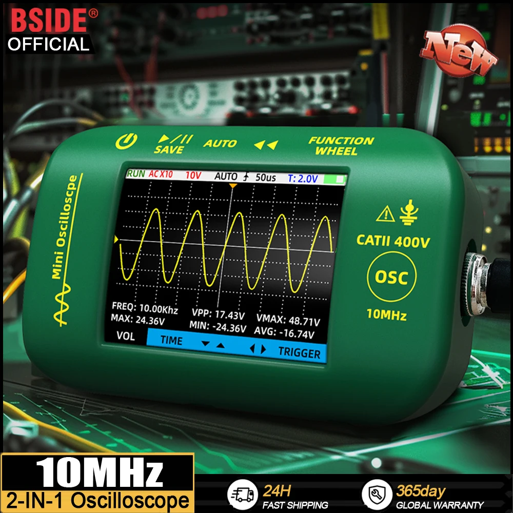 Imagem -02 - Bside-gerador de Sinal Digital Portátil Osciloscópio Sampling Rate Eletrônica Repair Tool Tester Gráfico 10mhz 48msa s 2in 1