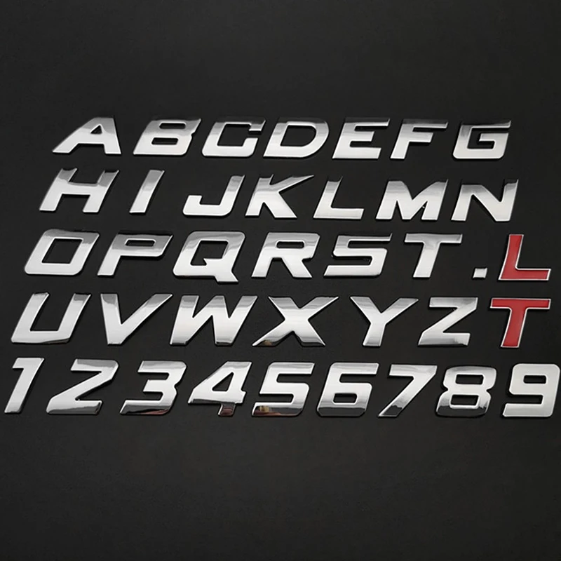 Baru 3D logam 25mm huruf Italic mobil huruf alfabet nomor lambang krom label otomatis stiker bagasi Logo huruf Aksesori lambang