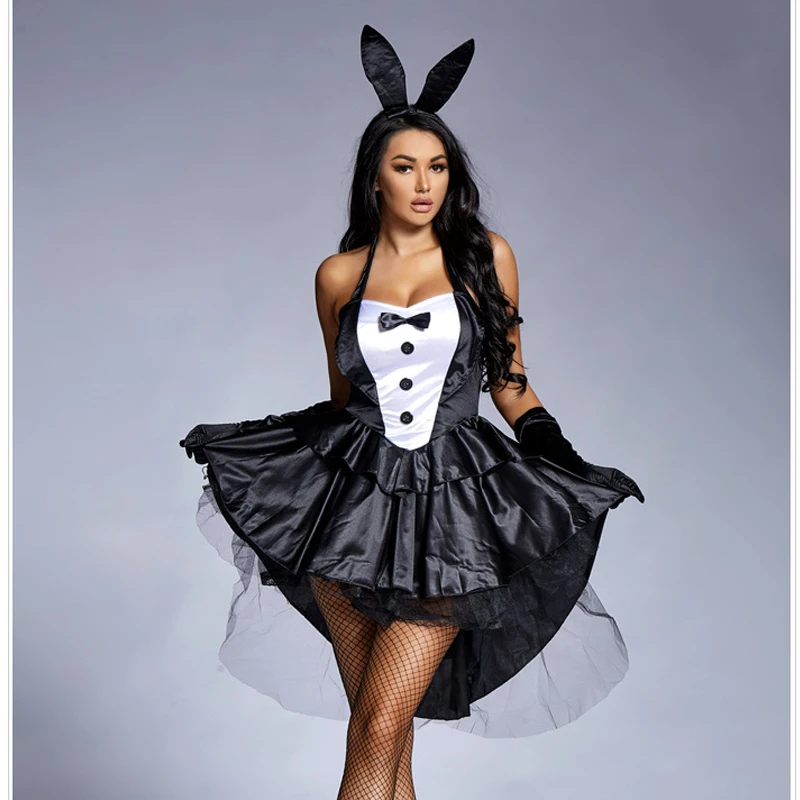 Carnevale Halloween Lady Sexy Pink Bunny Girl Costume Lovely Tulle Tuxedo Rabbit Disfraz Cosplay Fancy Party Dress