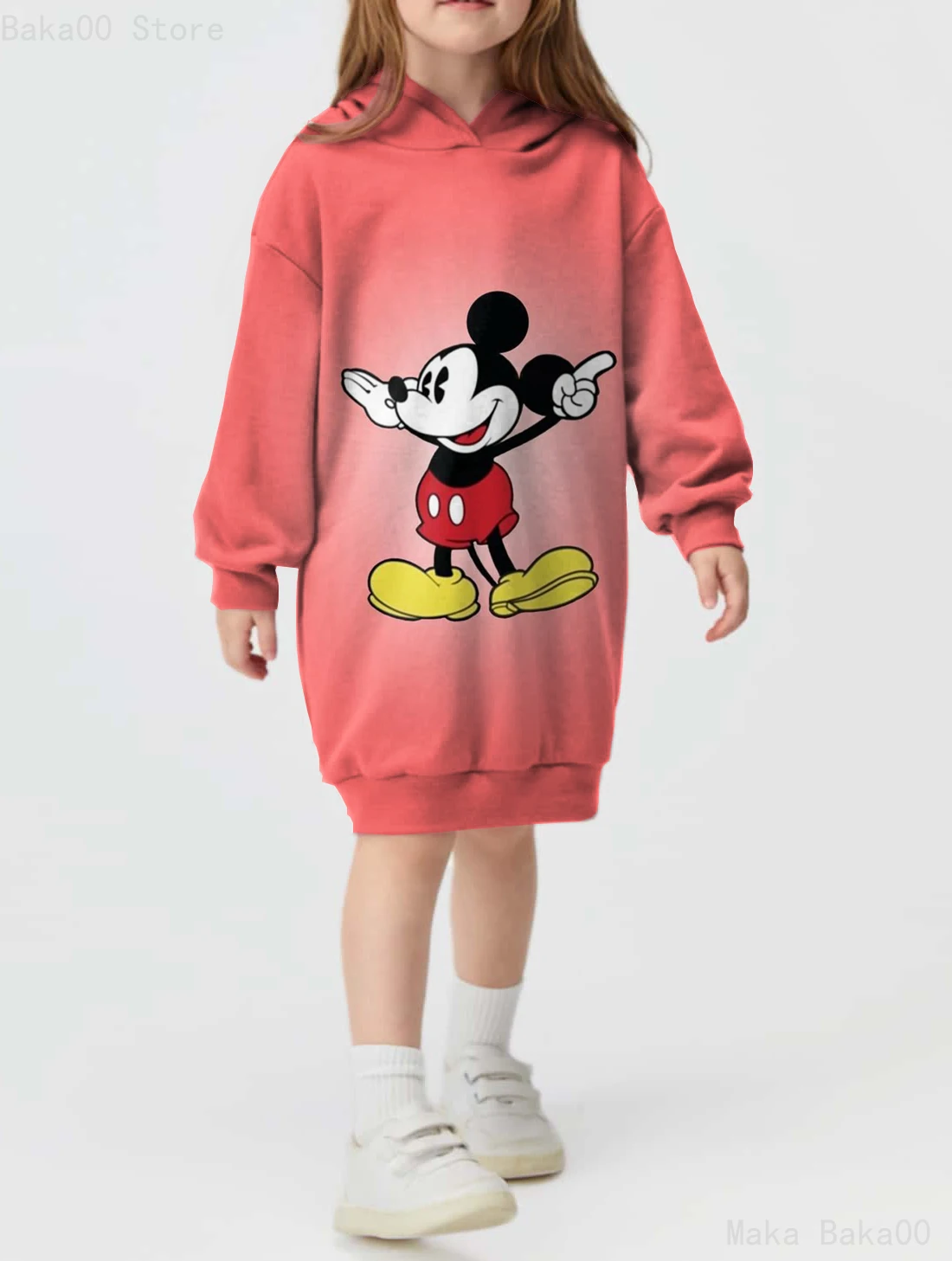 

Girls Warm Sweater Dress Pullover Winter Mickey and Minnie Printed Disney Tops Children's Clothing Fashion Sweet Style
