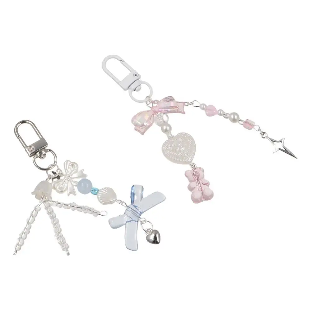 

Telephone Decoration Sparkling Y2K Phone Charms Pendant Cake Fish Beaded Phone Lanyard Knotbow Keycord Phone Chain Girl Woman