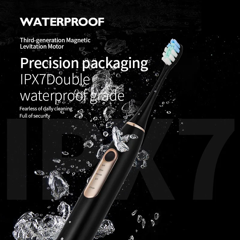 Sonic Electric Toothbrush 40000VPM Maglev Motor 2000mAh IPX7 Waterproof Shock Absorption with 4 Brush Type-C Rechargeable