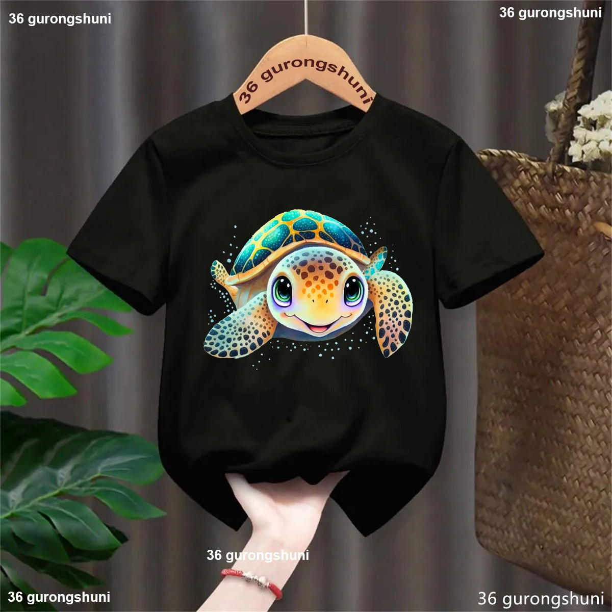 

Kawaii Sea Turtle Printed T Shirt For Girls/Boys Harajuku Summer Kids Clothes Pink/Yellow/Gray/Blue/Black/White T-Shirt Tops