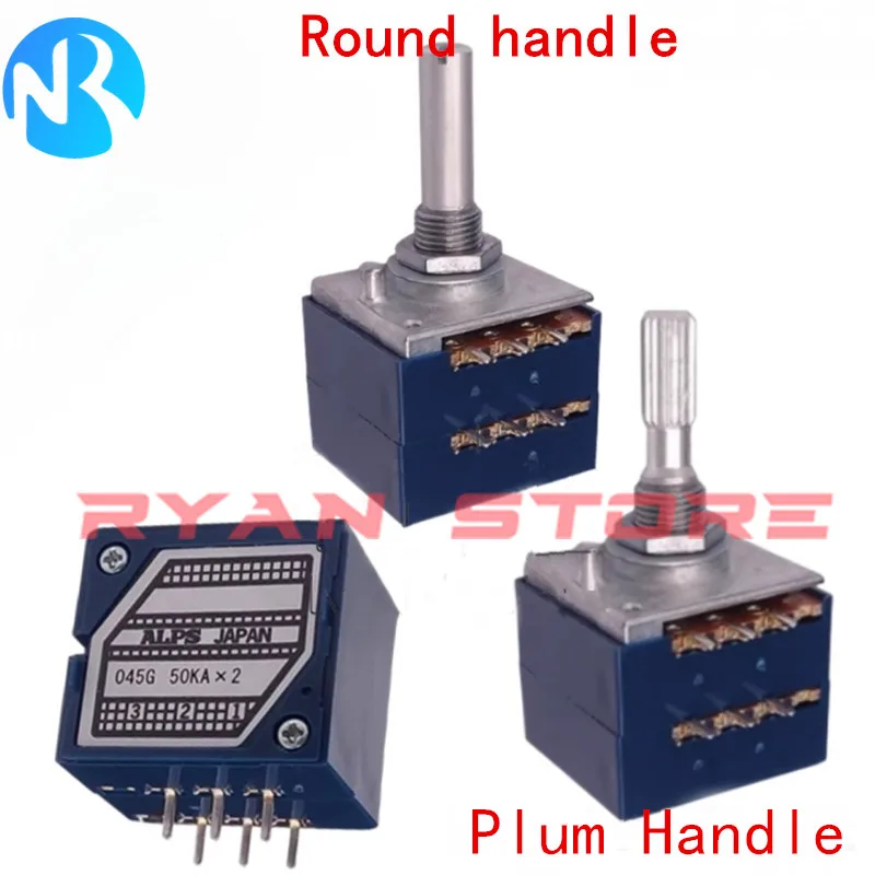 1PCS 100% NEW RK27 5KA 10KA 20KA 50KA 100KA 250KA 500KA Double Volume Potentiometer Dual 6Pin Plum/Round Handle Rotary Switch