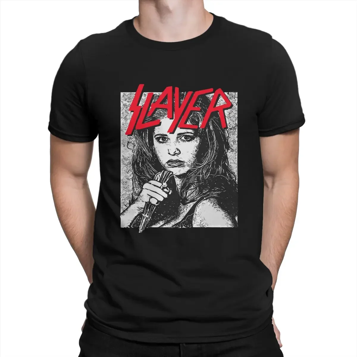 Metal Mashup T Shirts Men's  Pure Cotton Unique T-Shirt O Neck Buffy The Vampires Slayer Tee Shirt Short Sleeve Clothes Summer