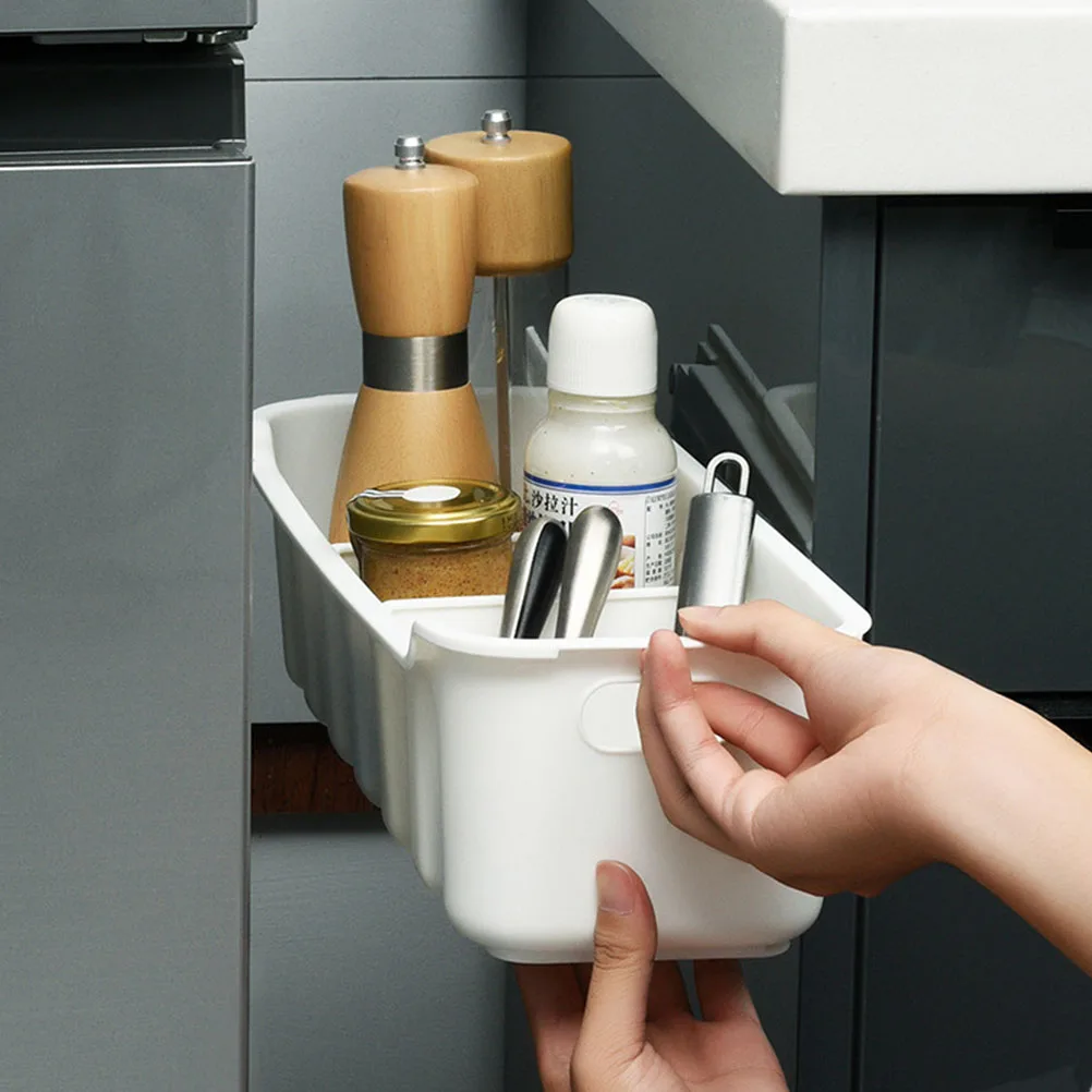 

1Pcs Kitchen Storage Basket Cabinet Drawer Pull Basket No Perforation Guide Rail Smooth Slide Expand Storage Space for Wardrobe