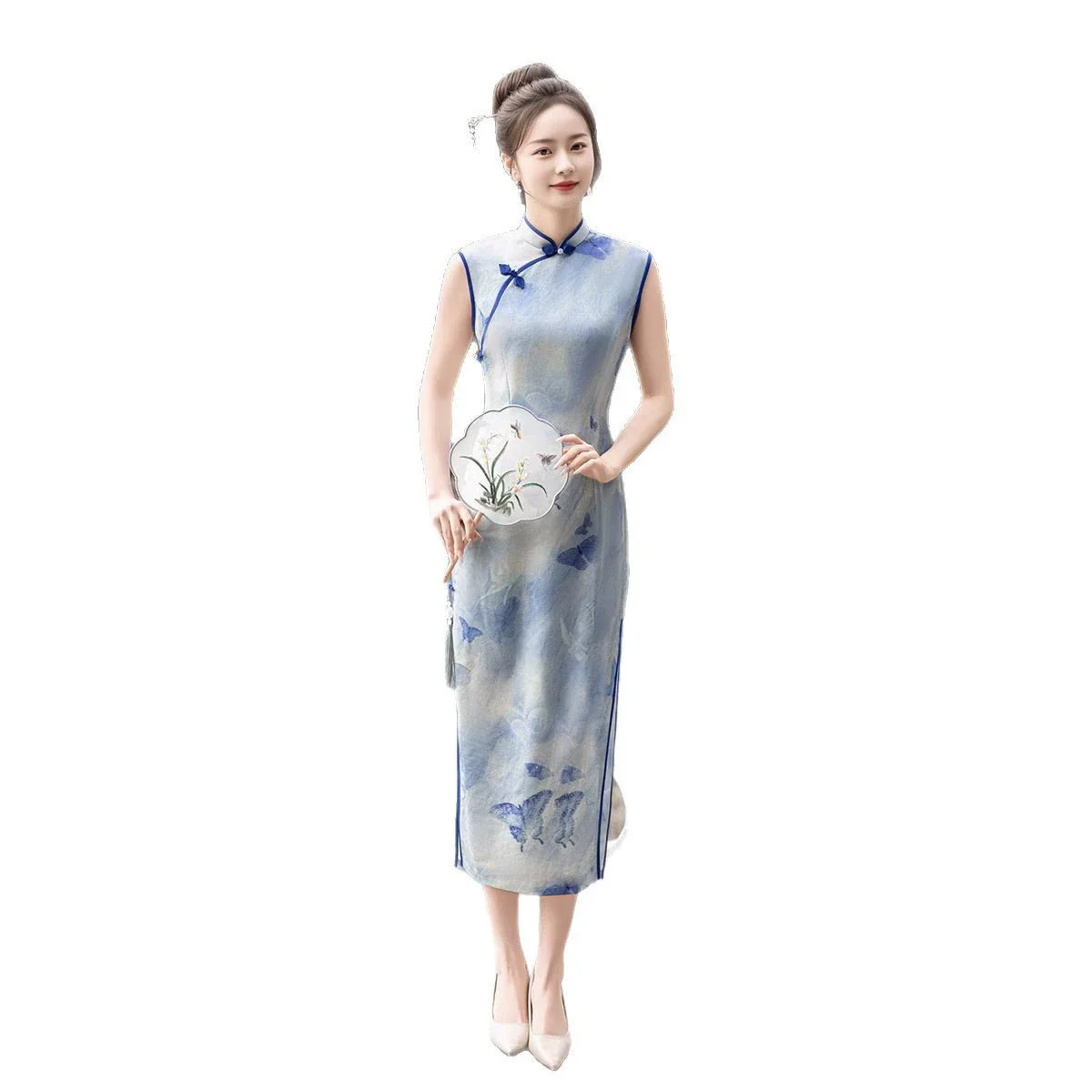 

Cheongsam 2021, новый стиль, для молодых девушек без рукавов, новое летнее улучшение в китайском стиле, длинное темпераментное платье Qipao для женщин