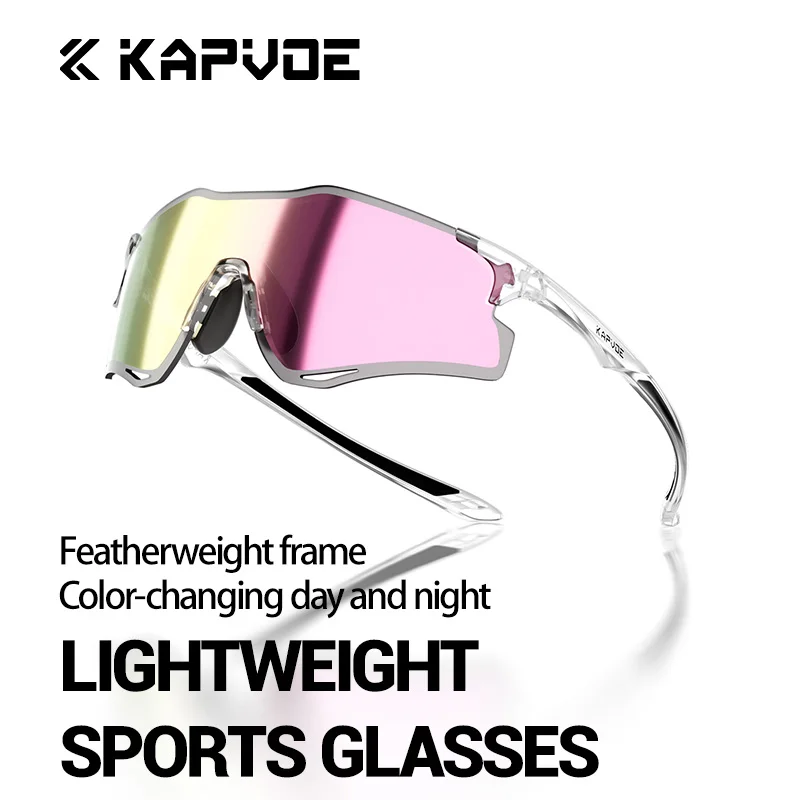 

Kapvoe Photochromic Men Running Sunglasses Bicycle Glasses Bike UV400 Driving Eyewear Outdoor Anti-Fog Running Women Goggles New