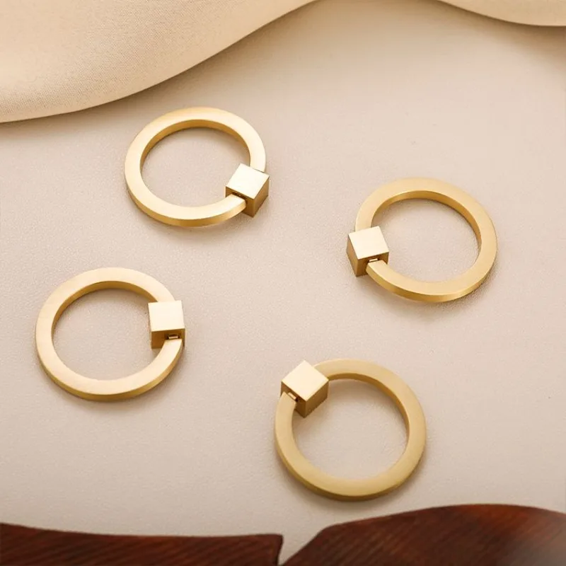 Poignée de porte de garde-robe nordique, poignée en cuivre pur à trou unique en laiton tout en cuivre, petite poignée d'armoire à tiroirs ronds simples