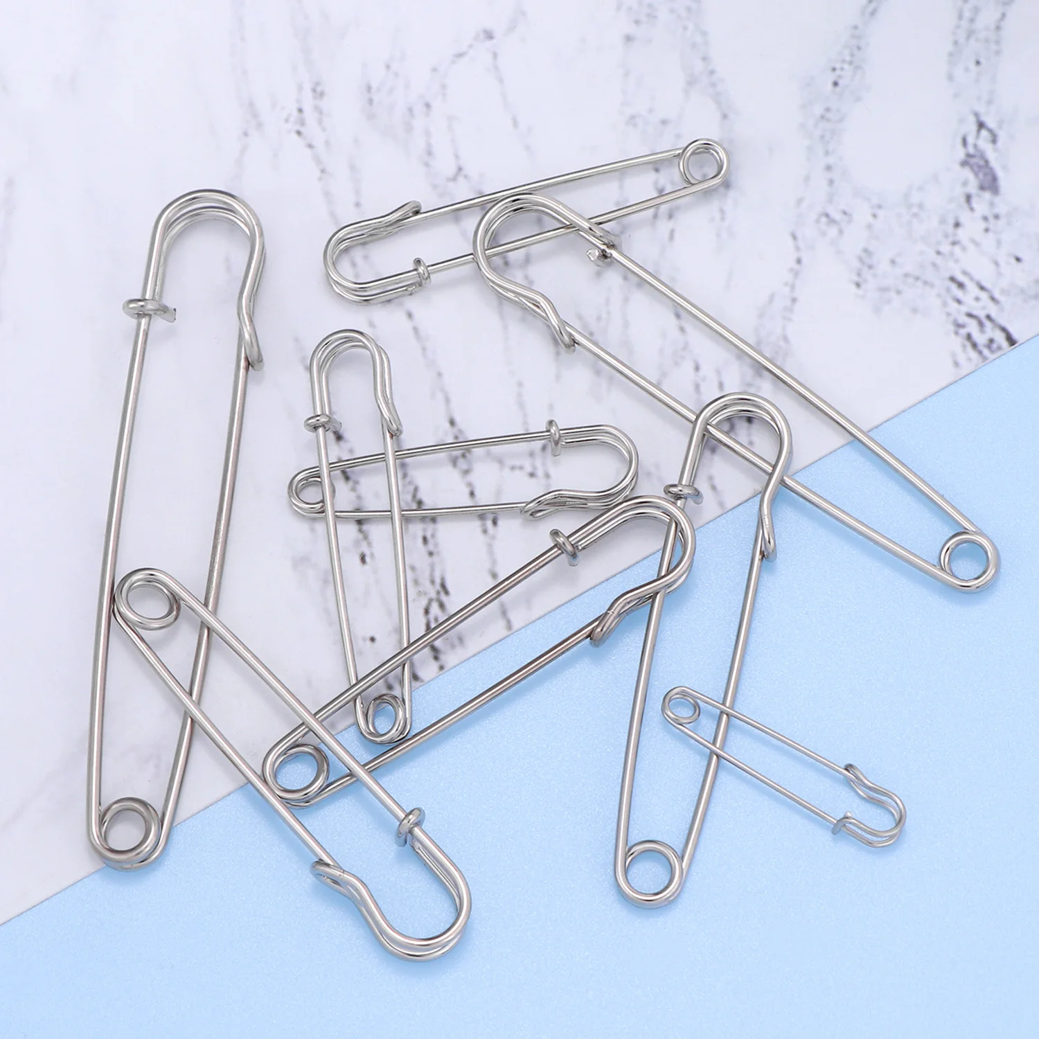 20pcs/lot Large Metal Pin Safety Pins length 50mm Brooch Pins Spring Lock Fasteners DIY Sewing Tools Apparel Accessories