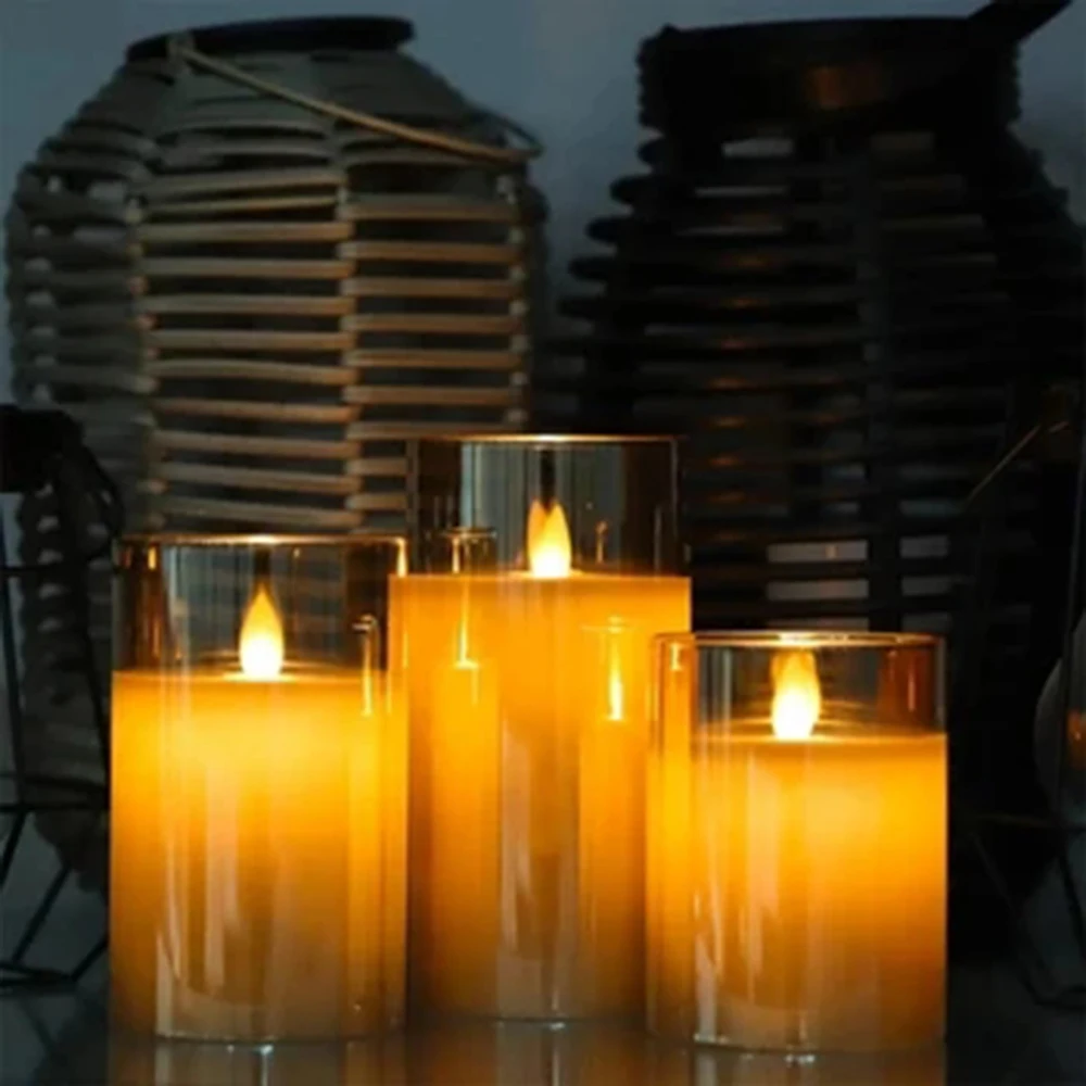 LED Lights for Home Electronic Candle LED Candle Decoration Glass Candle Full Set Remote Control Timer for Christmas Wedding