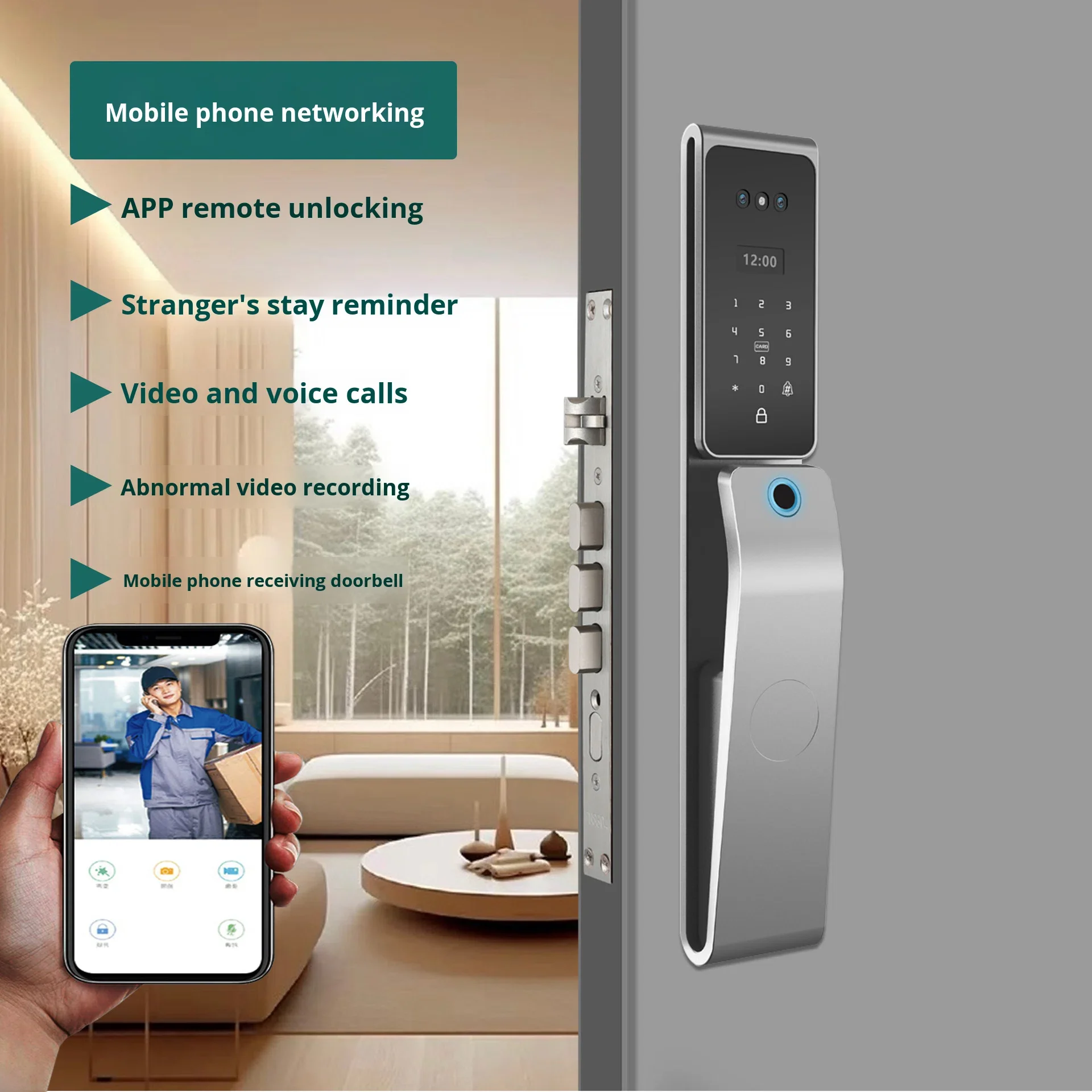 

Smart Lock Home Fingerprint & Google Home Face Recognition FD-01 Model HZXM026