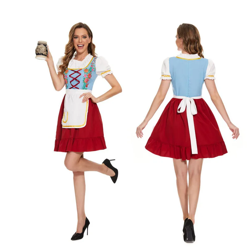 Costume tedesco Oktoberfest donna Dirndl bavarese Beer Maid Uniform Bar cameriere Cosplay Halloween Fancy Party Dress