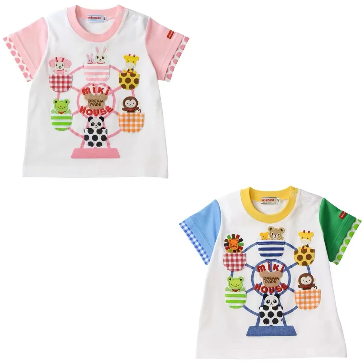 Girls' Clothes 2023 Summer Tide Brand Children's Clothing Ferris Wheel Pattern Children's Short Sleeve T-shirt Baby Boy